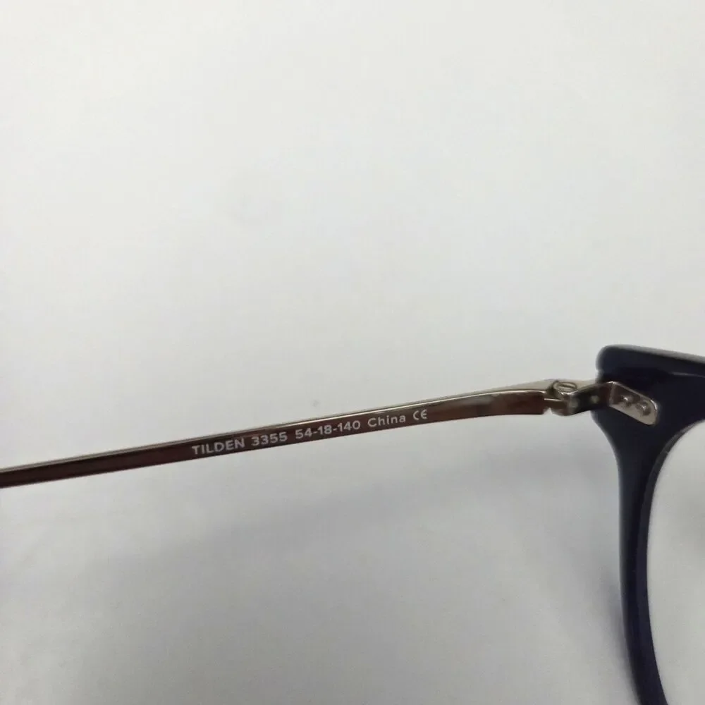 Warby Parker Tilden 3355 Eyeglasses Navy Blue Gold Frame 54-18-140 Case